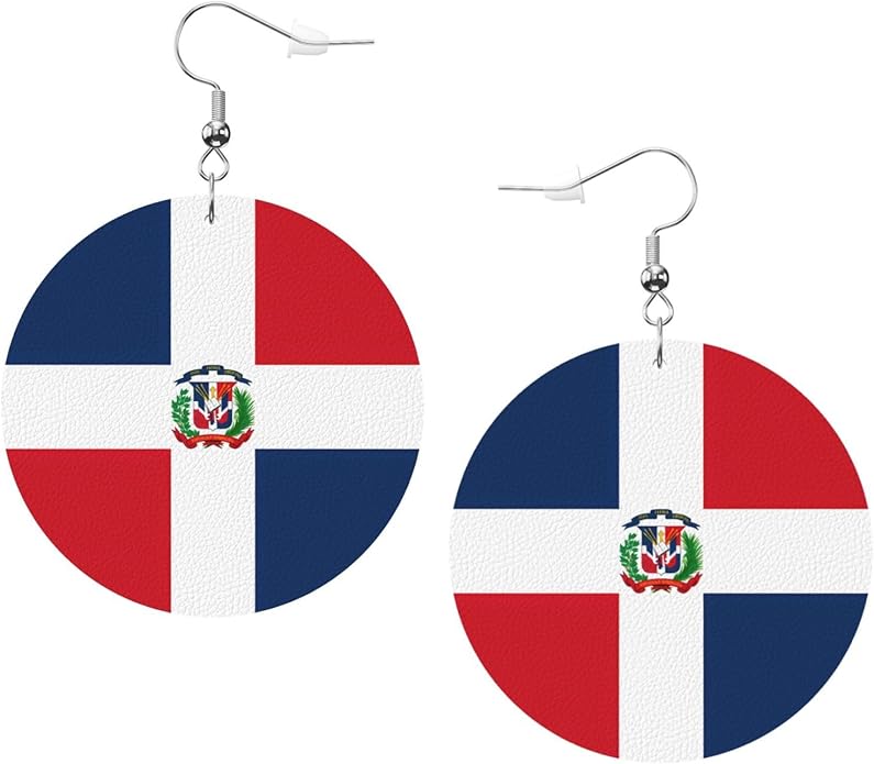 Round Faux Leather Earrings for Women Lightweight Double-Side Printed Drop Dangle Earring for Festival Party Gift