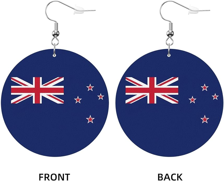 Round Faux Leather Earrings for Women Lightweight Double-Side Printed Drop Dangle Earring for Festival Party Gift