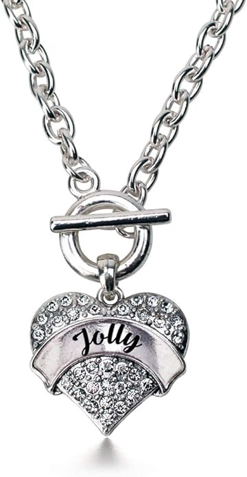 Inspired Silver - Silver Pave Heart Charm 18 Inch Necklace with Cubic Zirconia Jewelry