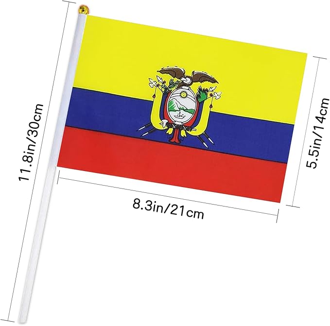 Ecuador Flag Small Ecuadorian Flag 12 Pack Mini Hand Held Ecuadorian Flags on Sticks for Party Parades Sports Events Patriotic Holiday Decorations