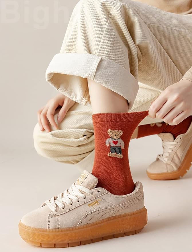 IIG 3-6 Pairs Womens Cute Animal Patterned Funny Novelty Cotton Crew Socks