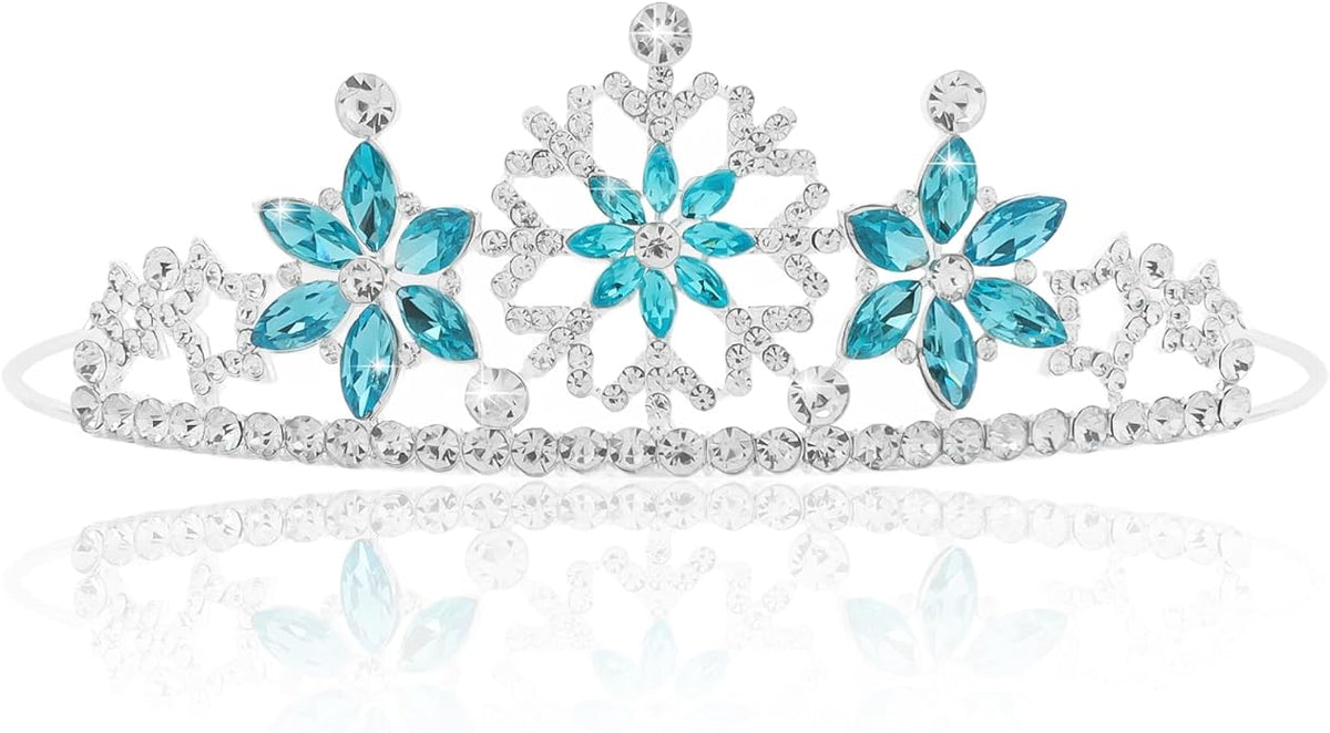 Frozen Elsa Tiaras for Girls Snowflakes Princess Crowns for Girls Sapphire Crystal Tiara and Crown for Women Birthday Girl Crown for Birthday Wedding Pageant Prom Halloween Costume Party