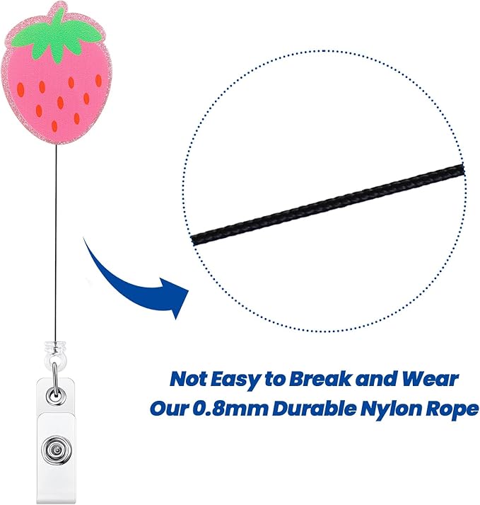 Pink Strawberry Nurse Badge Reel, Cute Retractable ID Medical Work Badge Holder, Name Tag Pediatric Badge Buddy for RN MA CNA LPN LVN OB/GYN RN Nurse Nursing Student Doctor Teacher Medical Workers