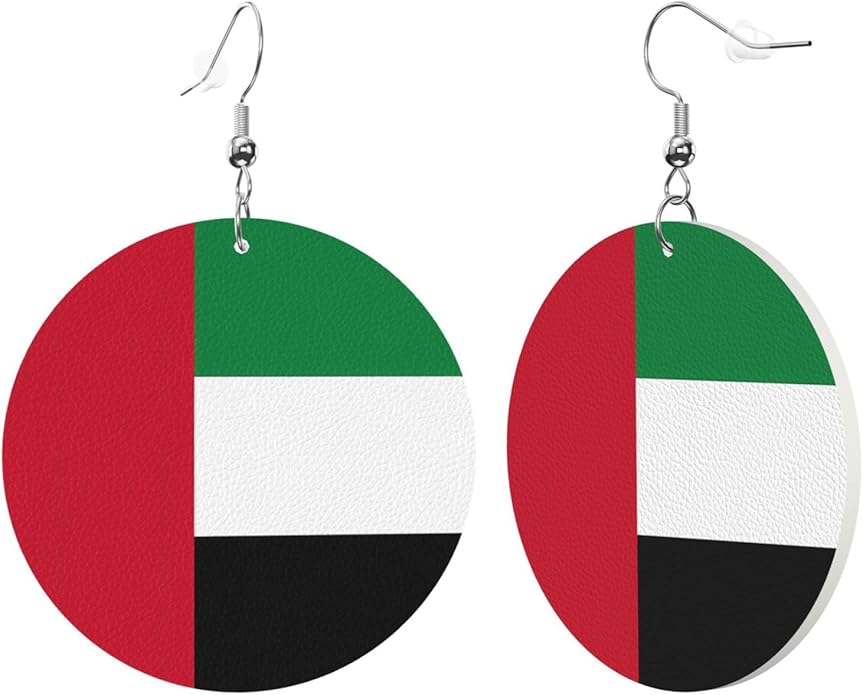 Round Faux Leather Earrings for Women Lightweight Double-Side Printed Drop Dangle Earring for Festival Party Gift