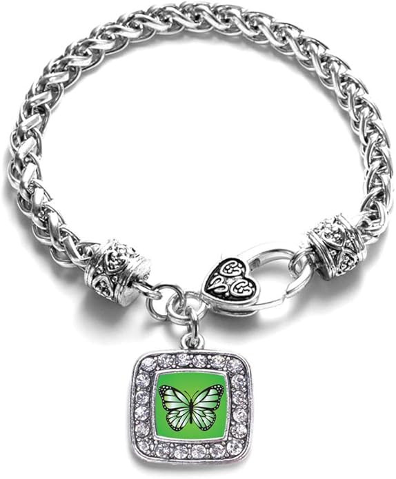 Inspired Silver - Silver Square Charm Bracelet with Cubic Zirconia Jewelry