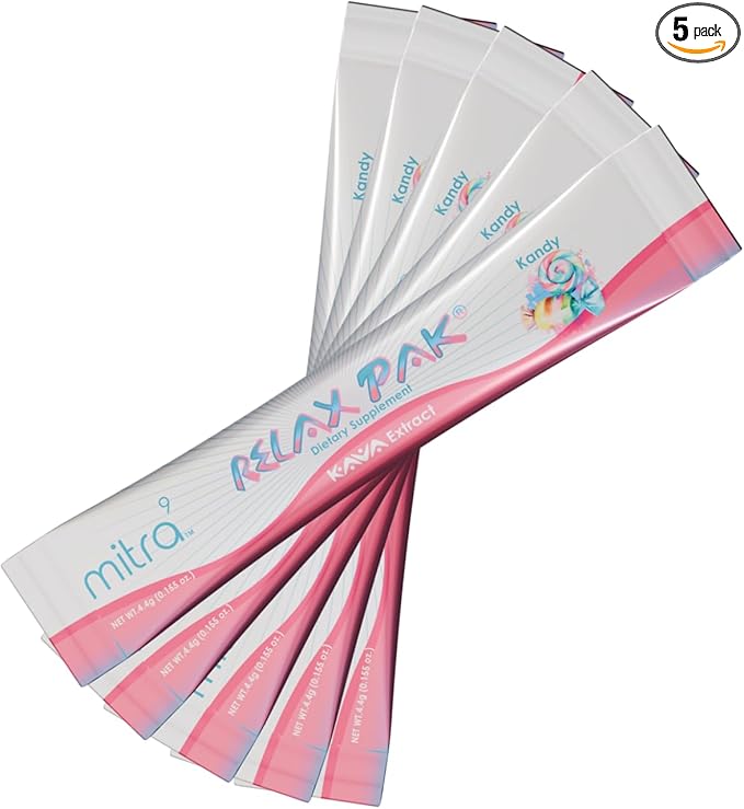 Mitra9 Kava Powder RelaxPak - Kandy Kava Extract Powder Packets | Mood Enhancer | Plant Based | Promotes Natural Calm & Clarity | Easy Open Single-Serving Stick (5)