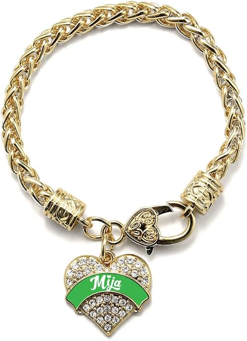 Inspired Silver - Gold Pave Heart Charm Bracelet with Cubic Zirconia Jewelry