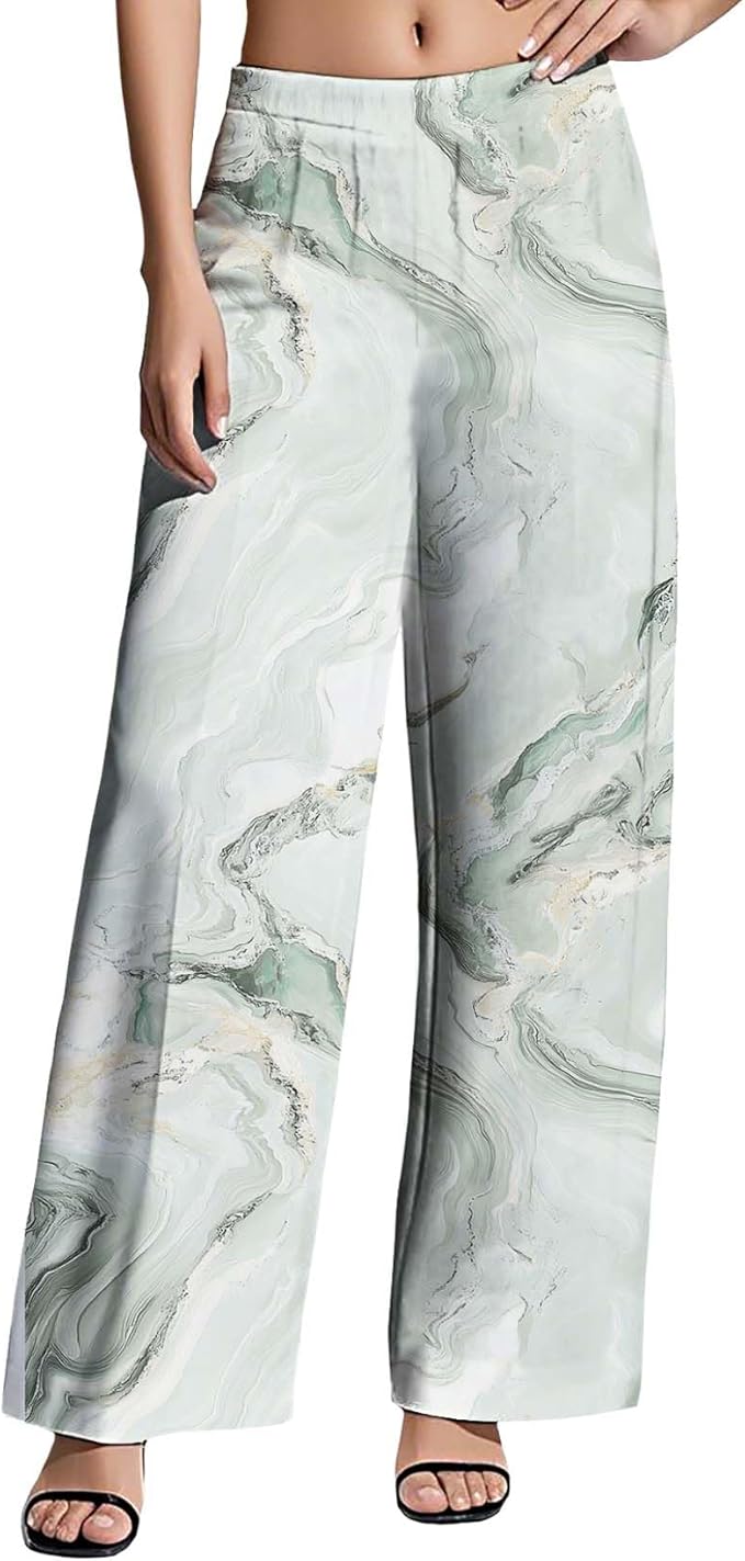 Womens Boho Pants Casual Oversize High Waisted Wide Leg Trousers Pattern Printed Ourdoors Pant for 2025 Summer