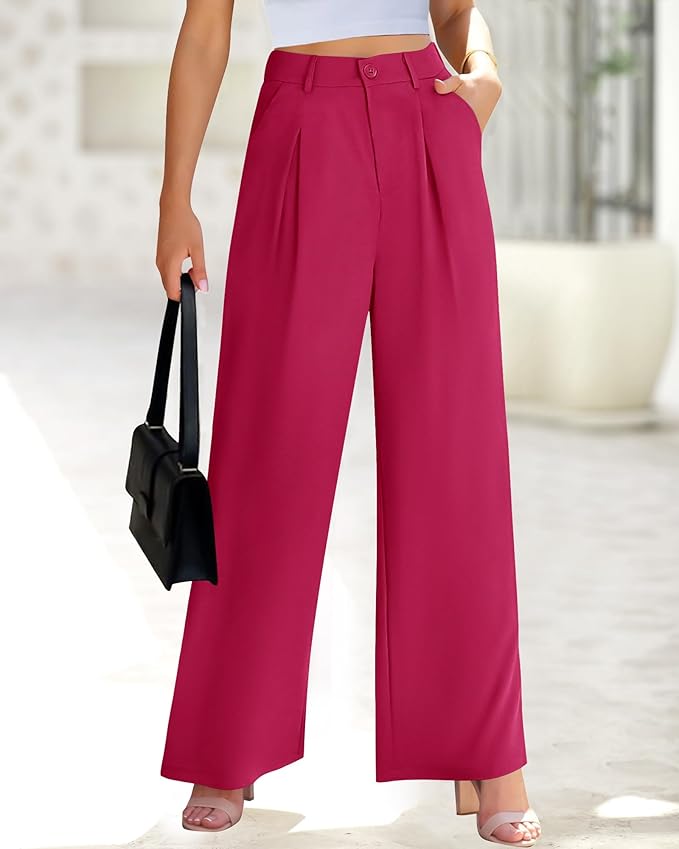 BTFBM Women High Waist Palazzo Pants Spring 2026 Casual Wide Leg Trousers Loose Work Office Business Suit Pant Pockets