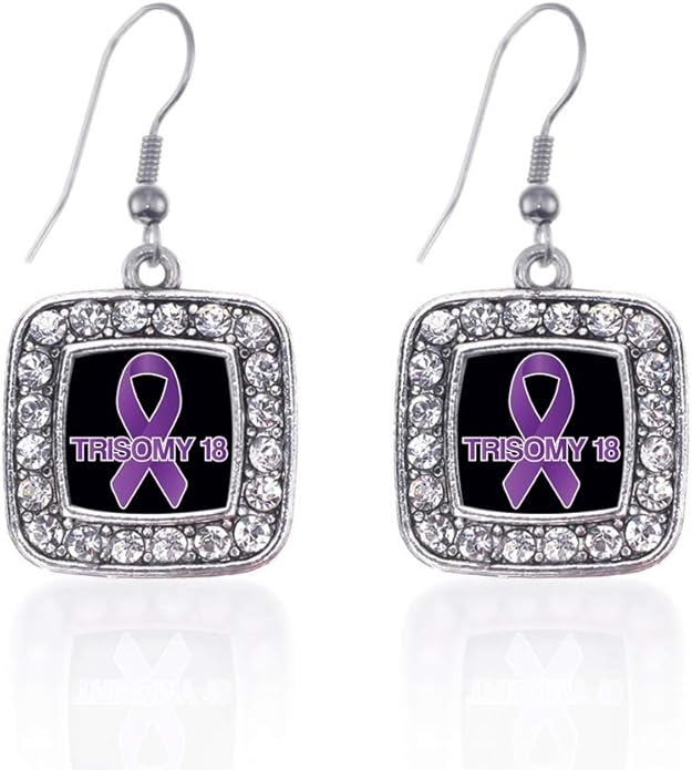 Inspired Silver - Silver Square Charm French Hook Drop Earrings with Cubic Zirconia Jewelry
