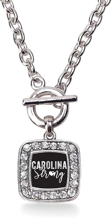 Inspired Silver - Silver Square Charm 18 Inch Necklace with Cubic Zirconia Jewelry