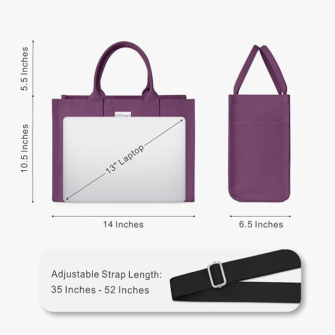 TOPDesign Heavy-Duty Canvas Tote Bag for Women, Adjustable Crossbody/Shoulder Handbag with 9 Pockets, Everything Tote