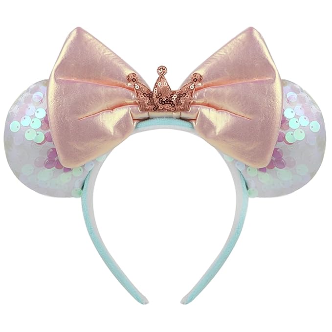 RCJERA Minnie Sequin mouse Ears Headband for Women, Sequin Bow Headbands Classic Glitter Party Princess Decoration Cosplay Birthday Christmas Party