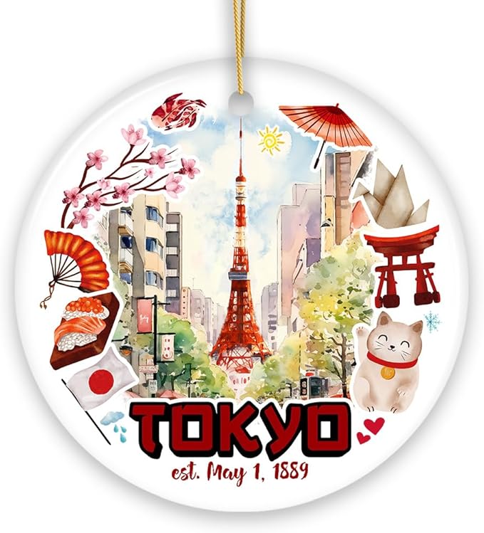 Artistic Tokyo Cultural Heritage Ornament, Japanese Style Timeless Zen Keepsake