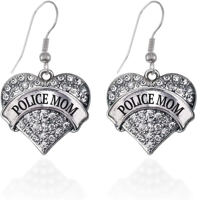 Inspired Silver - Silver Pave Heart Charm French Hook Drop Earrings with Cubic Zirconia Jewelry