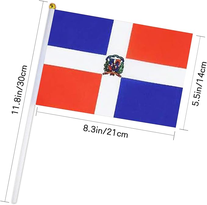 Dominica Flag Small Dominican Flag 12 Pack Mini Hand Held Dominican Flags on Sticks for Party Parades Sports Events Patriotic Holiday Decorations