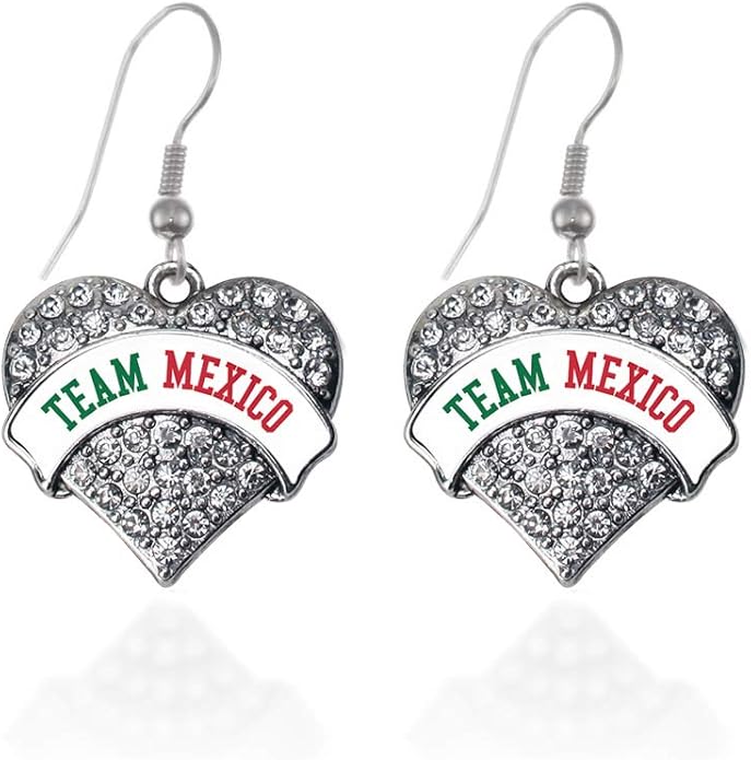 Inspired Silver - Silver Pave Heart Charm French Hook Drop Earrings with Cubic Zirconia Jewelry
