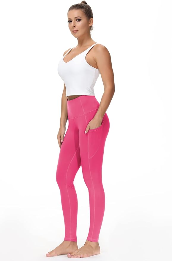 THE GYM PEOPLE Thick High Waist Yoga Pants with Pockets, Tummy Control Workout Running Yoga Leggings for Women