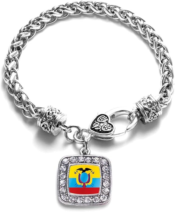 Inspired Silver - Silver Square Charm Bracelet with Cubic Zirconia Jewelry