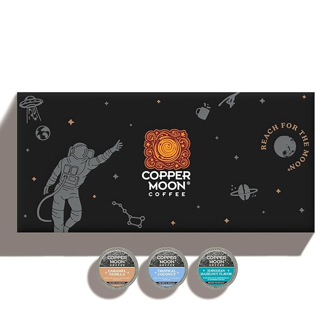 Copper Moon Single Serve Coffee Pods For Keurig K-Cup Brewers, Flavored Variety Pack (Caramel Vanilla, Tropical Coconut, Hawaiian Hazelnut), 60 Count