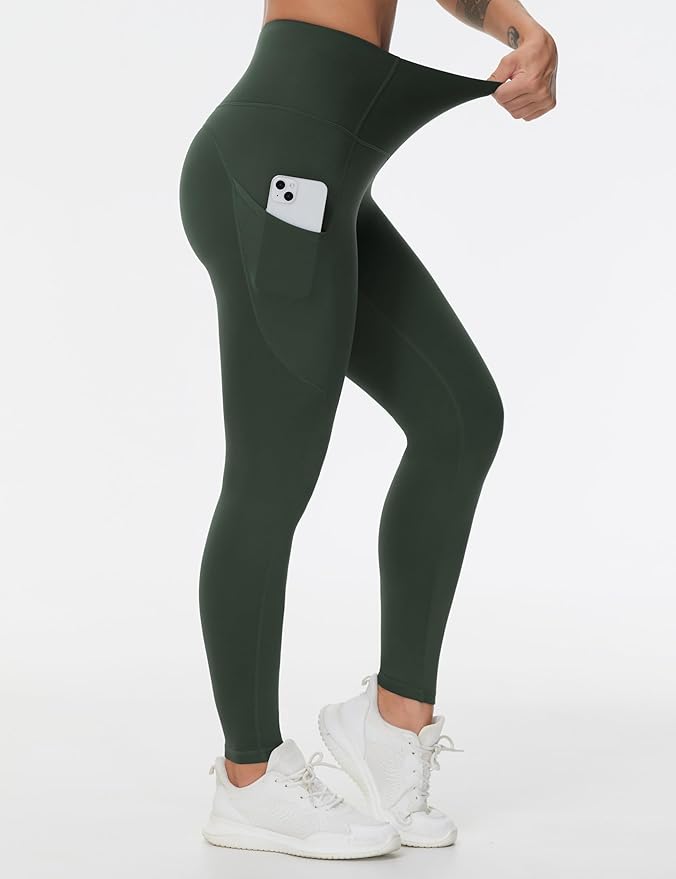 THE GYM PEOPLE Thick High Waist Yoga Pants with Pockets, Tummy Control Workout Running Yoga Leggings for Women