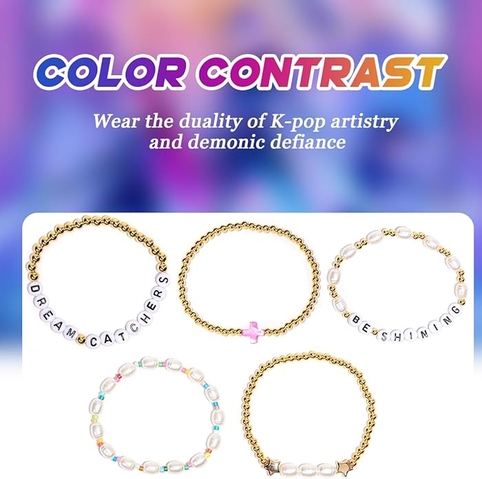 AICase for Korea-Pop Merch Toys Gifts Doll Cosplay Outfit Costume 5 Pcs Stackable Stretch Friendship Beaded K_Pop Bracelets Merchandise Jewelry Gifts for Fans Women Christmas Stocking