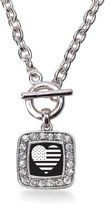 Inspired Silver - Silver Square Charm 18 Inch Necklace with Cubic Zirconia Jewelry