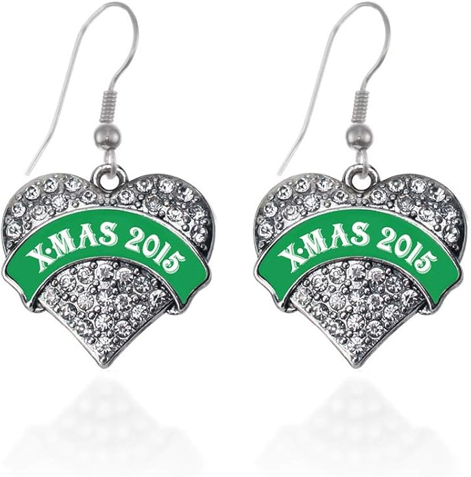 Inspired Silver - Silver Pave Heart Charm French Hook Drop Earrings with Cubic Zirconia Jewelry