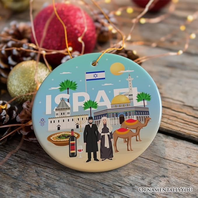 Israel Heritage and Culture Christmas Ornament, Religious Jewish Icons and Star of David