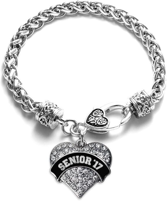 Inspired Silver - Silver Pave Heart Charm Bracelet with Cubic Zirconia Jewelry