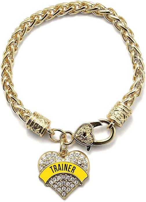 Inspired Silver - Gold Pave Heart Charm Bracelet with Cubic Zirconia Jewelry