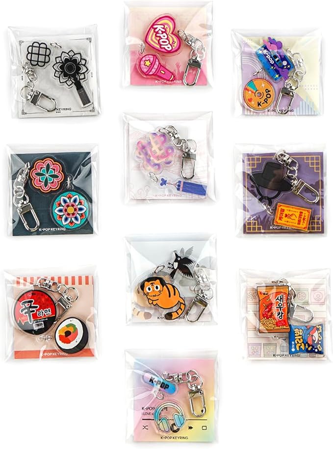PUBLOG 10PCS Korean Style k music pop Culture Acrylic keyring, bag charm, keychains accessories
