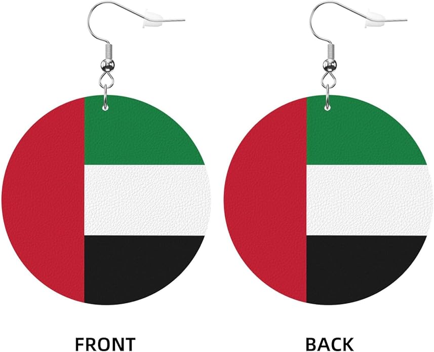 Round Faux Leather Earrings for Women Lightweight Double-Side Printed Drop Dangle Earring for Festival Party Gift