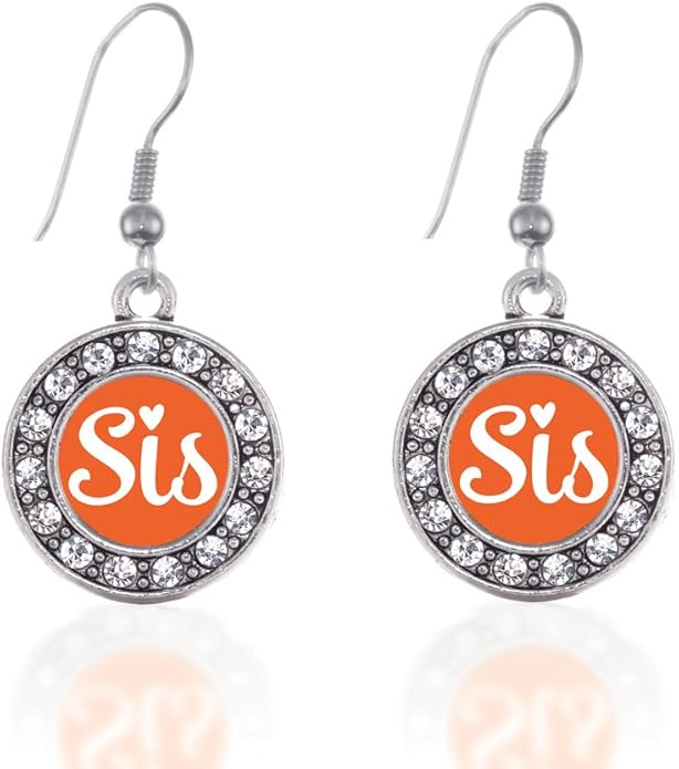 Inspired Silver - Silver Circle Charm French Hook Drop Earrings with Cubic Zirconia Jewelry