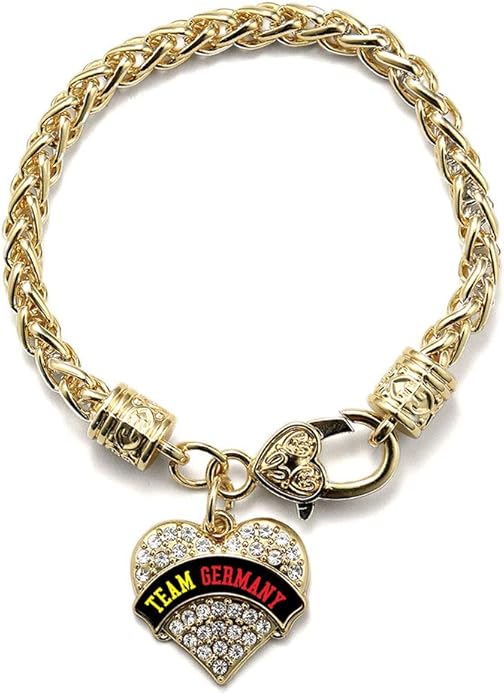 Inspired Silver - Gold Pave Heart Charm Bracelet with Cubic Zirconia Jewelry