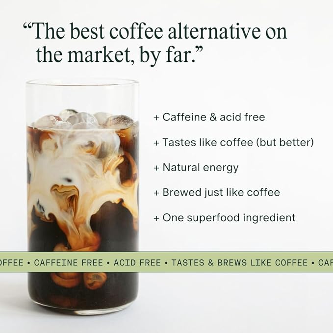 Kamana Caffeine Free Coffee Alternative - 100% Mesquite, Medium Roast Coffee Substitute - Smooth & Rich, Low Acid Superfood Adaptogen Drink for Immunity, Gut Health, Energy and Focus (28 Servings)