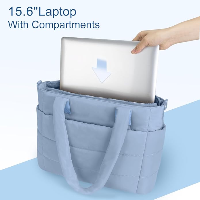 Tote Bag for Women Puffer Tote Bag Large Nurse Bags Shoulder Handbag with Zipper for Work Travel