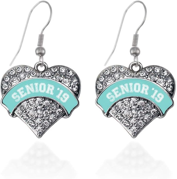 Inspired Silver - Silver Pave Heart Charm French Hook Drop Earrings with Cubic Zirconia Jewelry
