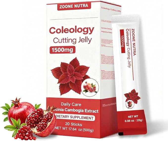 Zoone Nutra Coleology Cutting Jelly – Korean Jelly Stick for Weight Management, Helps Control Appetite & Supports Metabolism with Garcinia Cambogia HCA, Chia Seeds & Pomegranate Flavor – 20 Sticks