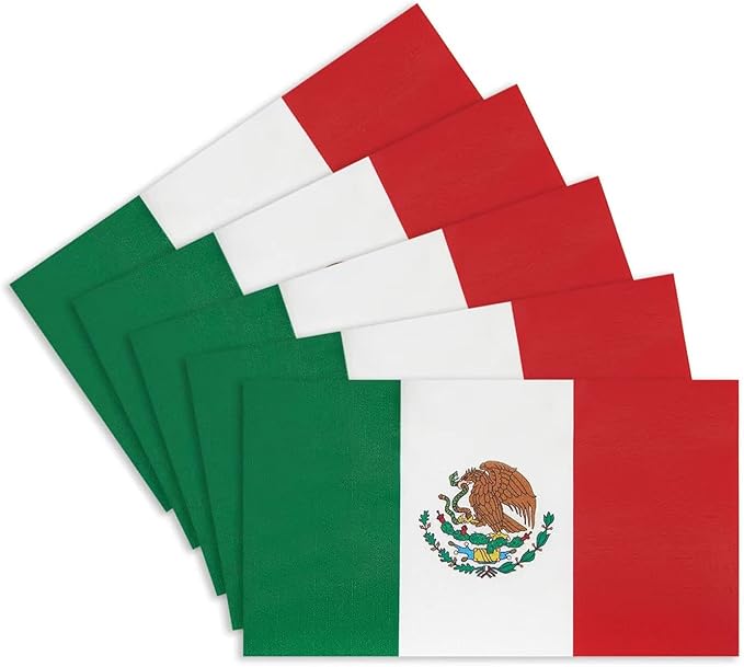 CANTENDO 5Pcs Mexico Flag Decal Sticker - Mexican Flag Reflective Vinyl Car Stickers - for Car Window Bumper Waterproof Sticker (2.5 x 4.5 Inch)
