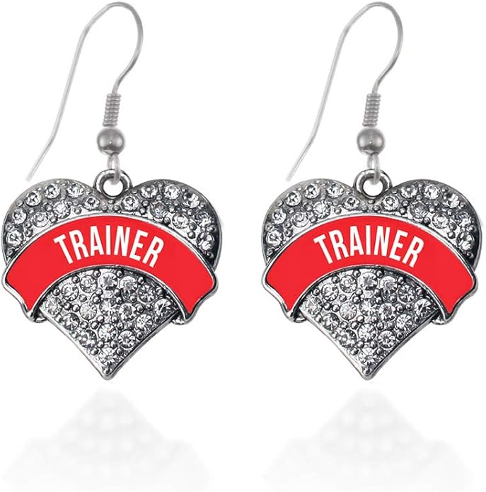 Inspired Silver - Silver Pave Heart Charm French Hook Drop Earrings with Cubic Zirconia Jewelry