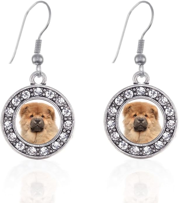 Inspired Silver - Silver Circle Charm French Hook Drop Earrings with Cubic Zirconia Jewelry