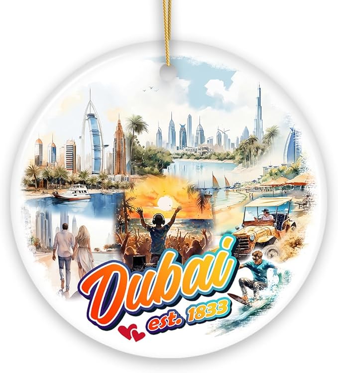 Artistic Dubai Cultural Christmas Ornament, Keepsake Souvenir and Gift