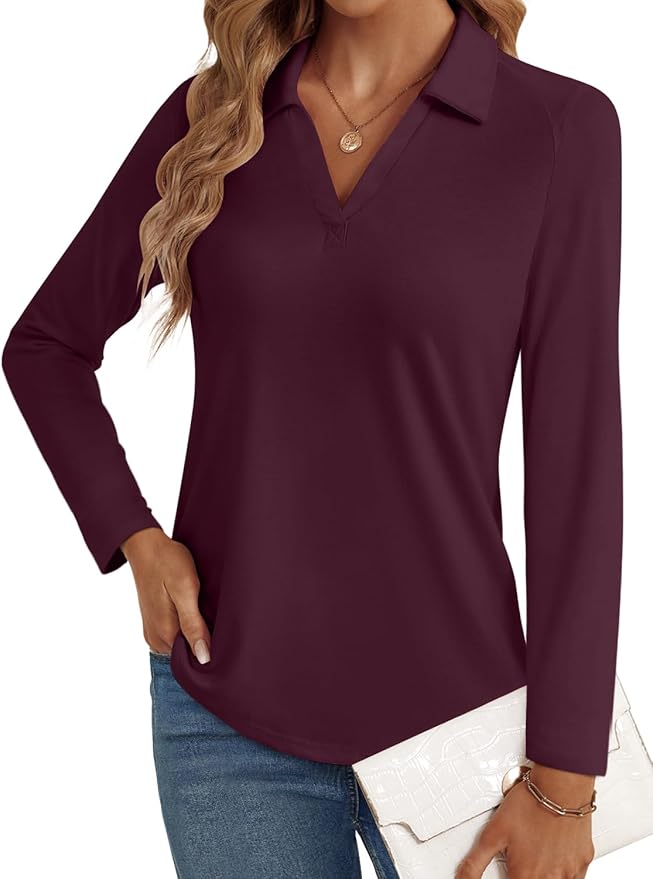 3/4 Length Sleeve Womens Tops Dressy Casual V Neck Polo Shirts Business Work Blouses 2025 Trendy Tunic Top