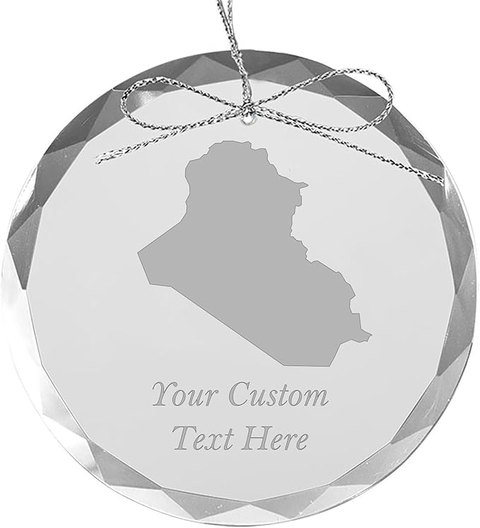 Iraq, Personalized Travel Christmas Ornament – Customized Engraved Glass Keepsake - Custom Family Trip & Vacation, 2024, 2025, 2026, 2027 & Name – Destination Xmas Holiday Ornament