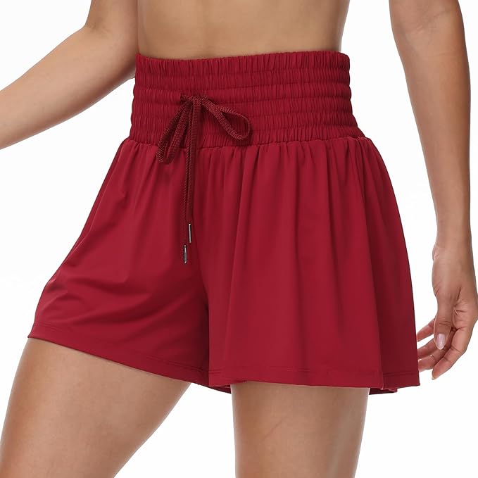 Blaosn Flowy Athletic Shorts for Women Gym Workout Running Short Pants High Waist Skort with Pocket Casual Summer Clothes