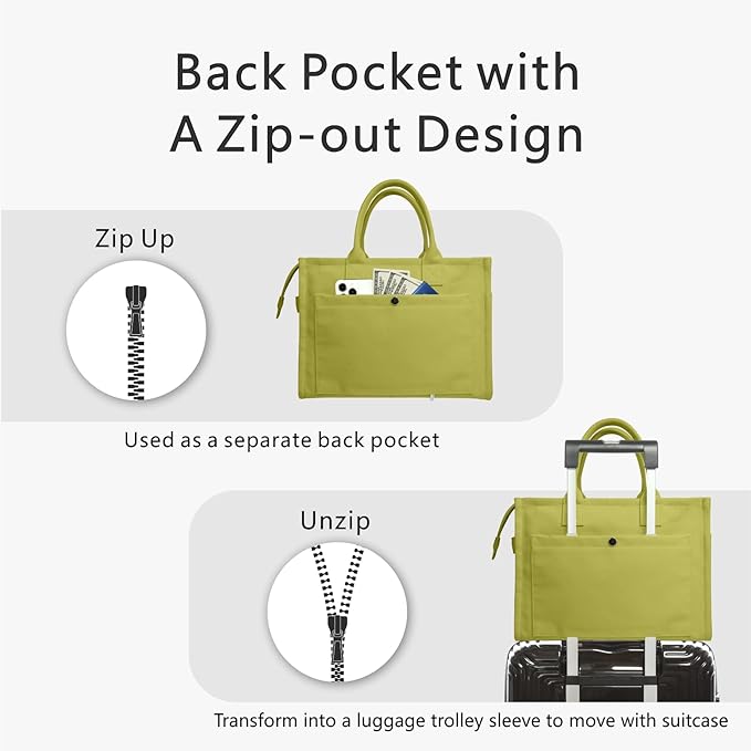 TOPDesign Heavy-Duty Canvas Tote Bag for Women, Adjustable Crossbody/Shoulder Handbag with 9 Pockets, Everything Tote