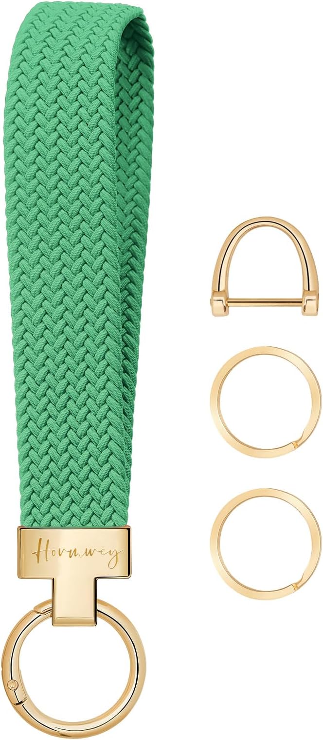 Hovmwey Elastic Wristlet Keychain for Women Men, Cute Car Key Chain, Braided Wrist Strap Lanyard for Keys ID Badges