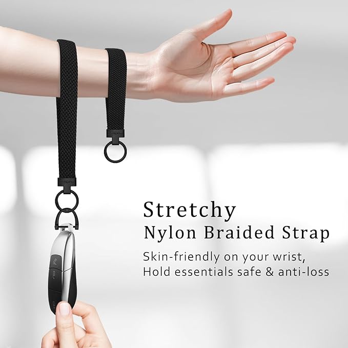 Hovmwey Elastic Wristlet Keychain for Women Men, Cute Car Key Chain, Braided Wrist Strap Lanyard for Keys ID Badges