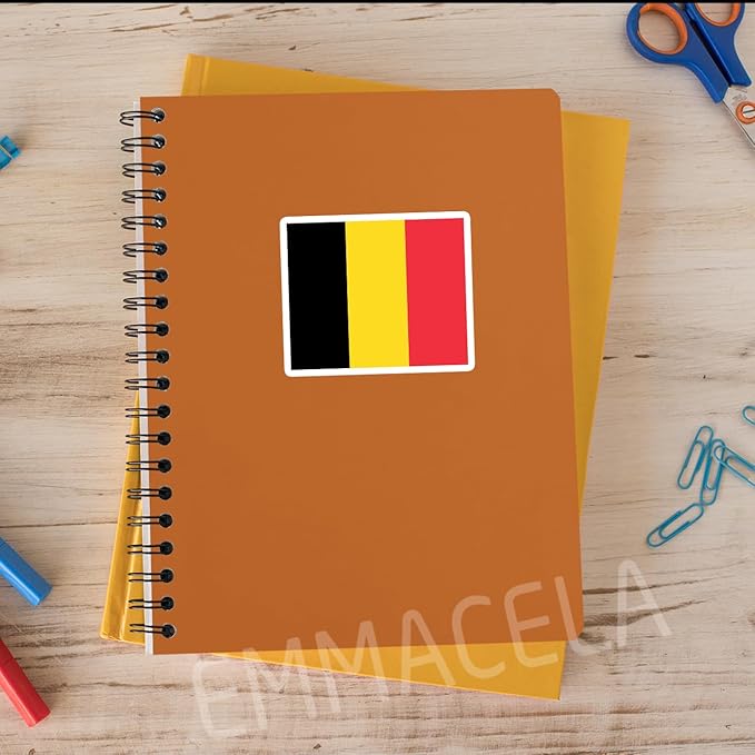 (3PCS) Belgium Flag stickers, Countries Flag Stickers - Waterproof Vinyl Decals For Laptops, Tumblers, Water Bottles, Books, Scrapbooks, Size 3 x 2.5